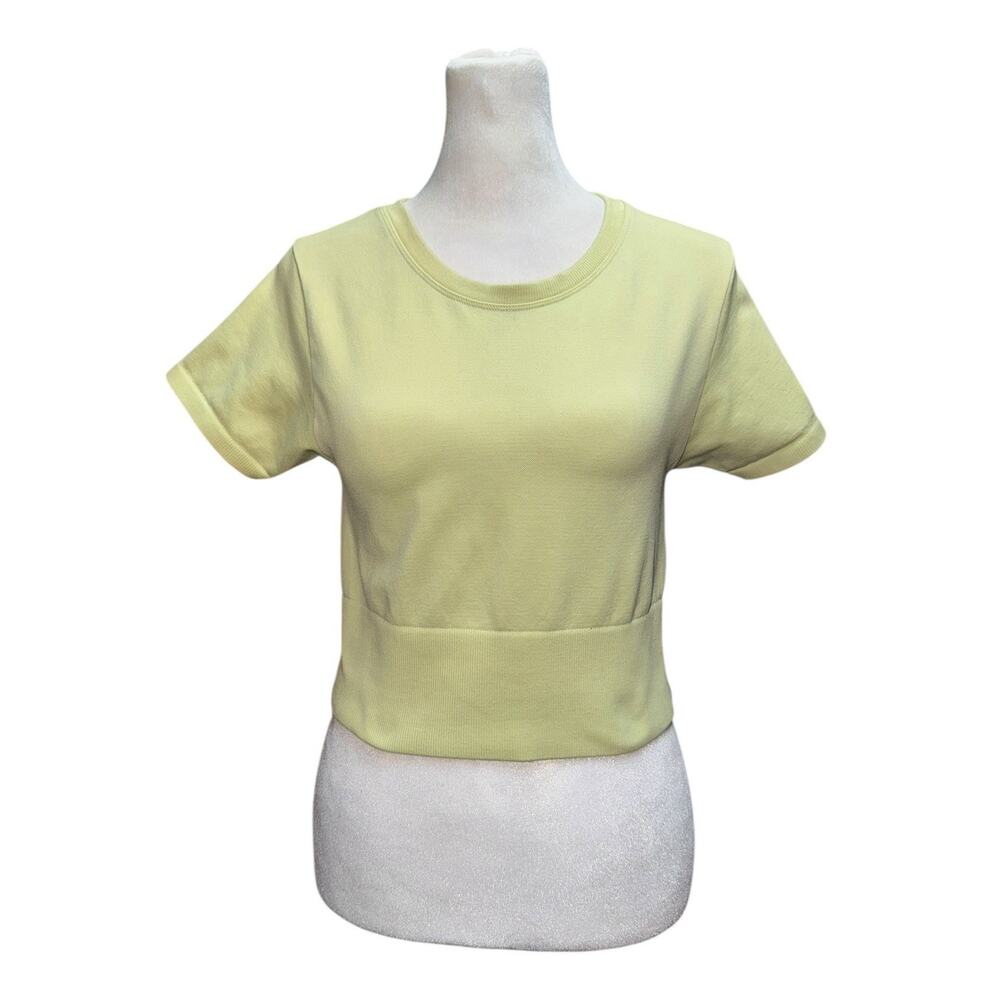 OFFLINE By Aerie Womens Medium Totally! Textured Seamless Yellow Cropped T-Shirt
